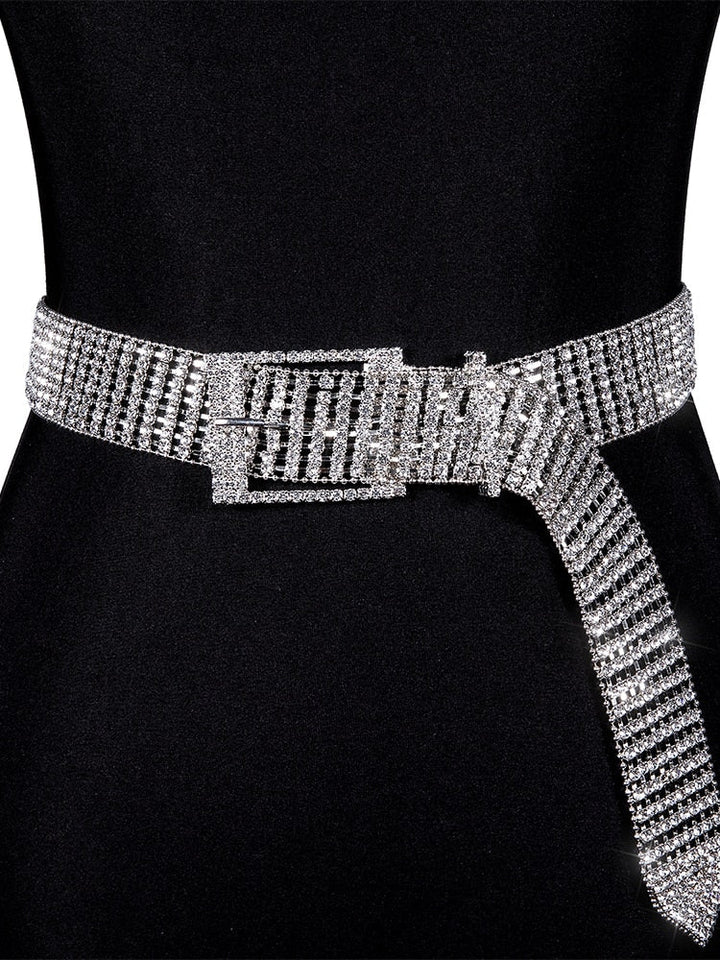Glamorous women's sparkling rhinestone belt, adjustable for evening & party fashion. Perfect accessory.