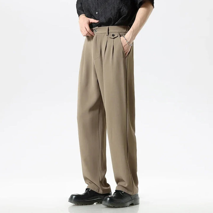 Professional men's relaxed fit dress pants, wrinkle resistant, ideal for smart casual or formal office attire.