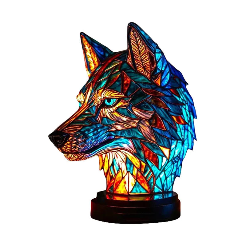 Detailed resin animal lamp, designed with a stunning stained glass look for unique accent lighting.