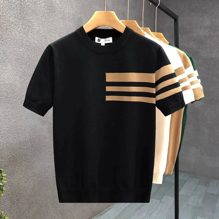 Black men's ultra-soft crewneck sweater, a cozy soft knit casual top for cold weather and everyday wear.