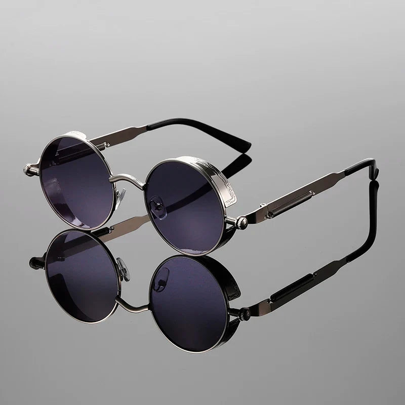 Fashionable unisex round sunglasses for retro eyewear lovers, with UV400 protection & timeless vintage style.