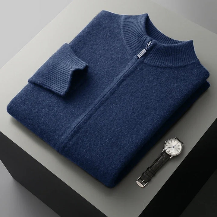 Plush, ultra-soft knit men's cardigan with buttons. A comfortable fall fashion sweater, perfect for layering.