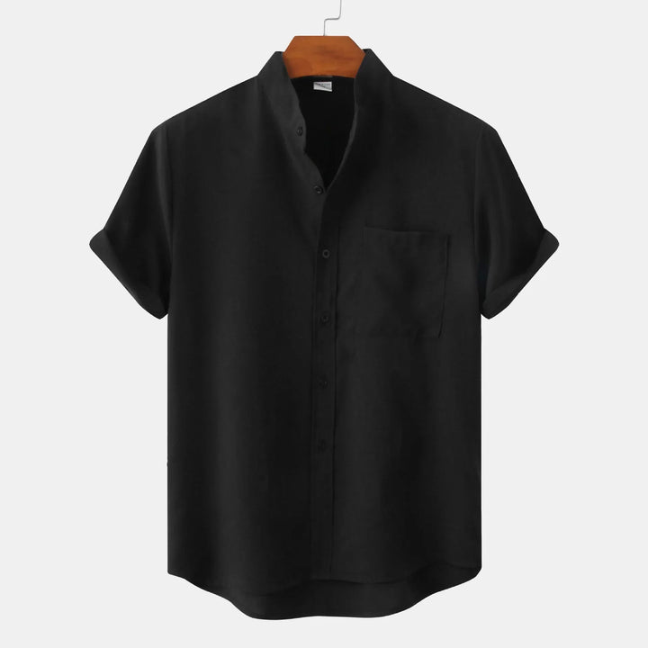 Men's lightweight summer button-up shirt, short sleeve, relaxed fit for warm weather comfort.