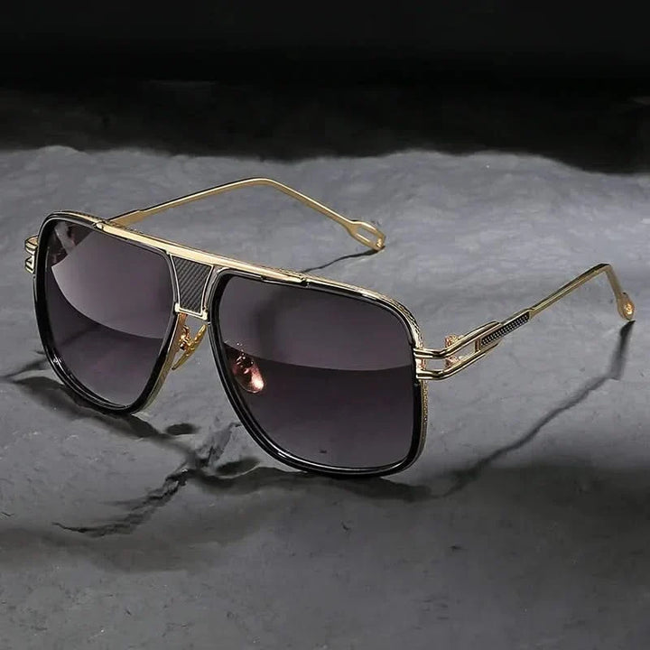 Classic gold frame unisex aviator sunglasses with anti-glare lenses. Stylish eye protection for sunny days.