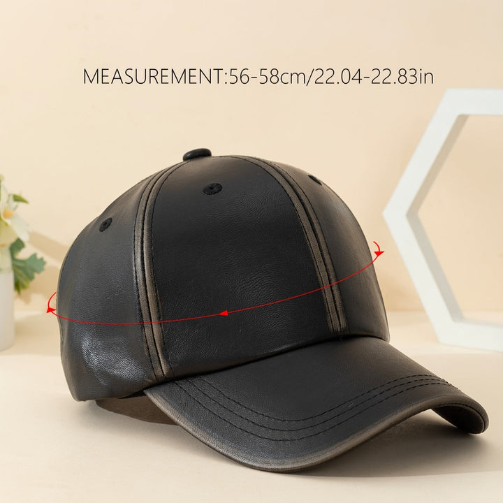 Black classic leather hat, men's durable accessory for timeless style and a sophisticated look.