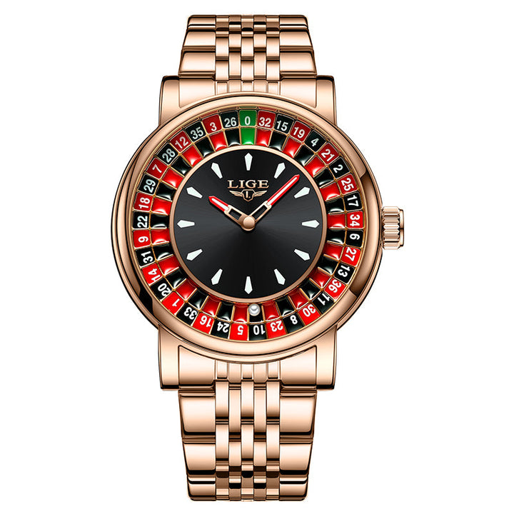Men's bold fashion watch featuring a distinctive roulette dial. A unique accessory for making a powerful statement.