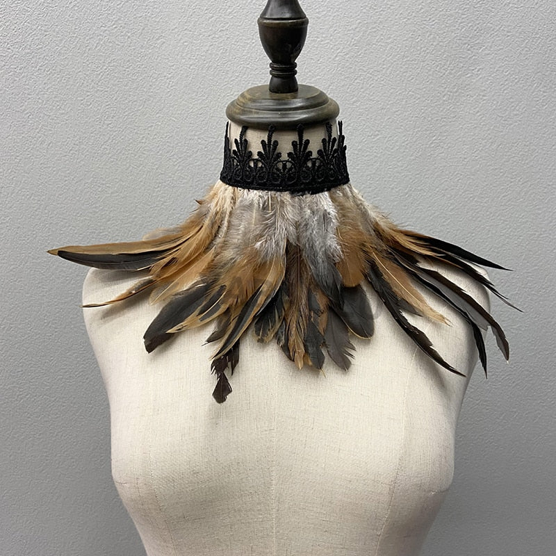 Fashionable faux feather choker, a versatile unisex accessory for festivals, parties & cosplay.