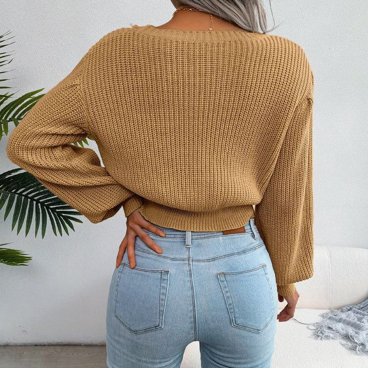 Stylish women's cable knit sweater for fall & winter. Luxurious knitwear with a comfortable, relaxed design.
