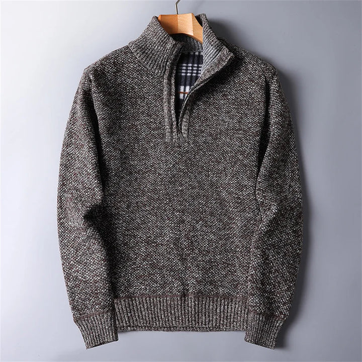 Men's quarter-zip turtleneck, a versatile slim-fit pullover for modern casual wear.