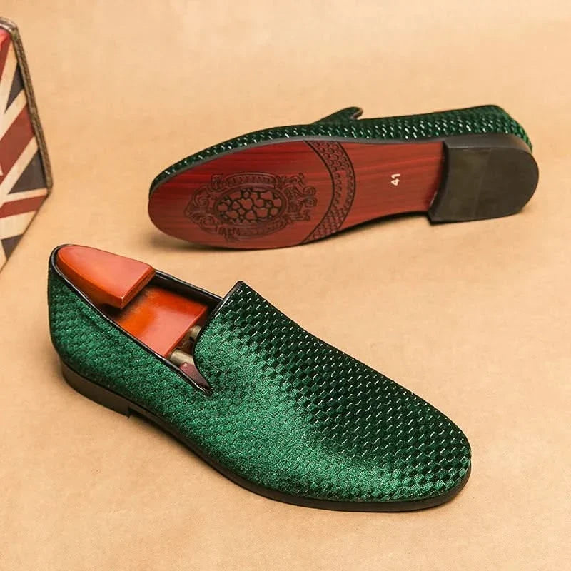 Men's classic black Italian slip-on loafers. Elegant & comfortable dress shoes for versatile fashion.