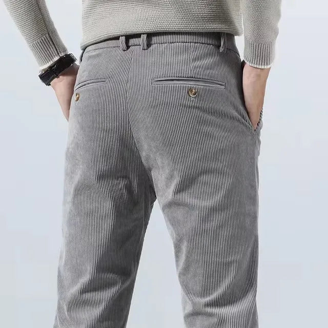 Premium men's stretch tailored pants, comfortable, wrinkle resistant, ideal for office & casual.