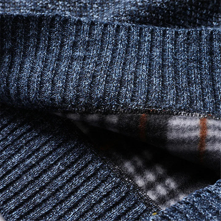 Men's quarter-zip turtleneck sweater in a slim fit, versatile for casual and elegant looks.