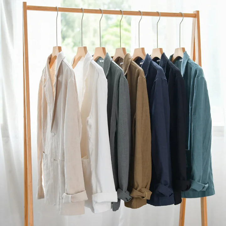 Modern men's casual jacket with a relaxed fit, lightweight design and unique color for contemporary spring fashion.