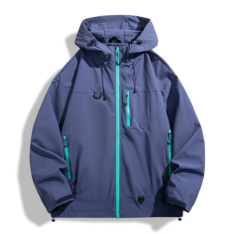 Versatile men's Ridge travel jacket. Lightweight, water-resistant, and packable for all-weather outdoor expeditions.