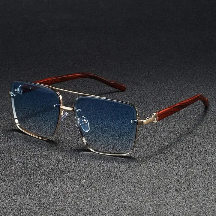 Modern vintage square sunglasses, unisex, with UV protection, anti-glare, metal frame, and gradient lenses.