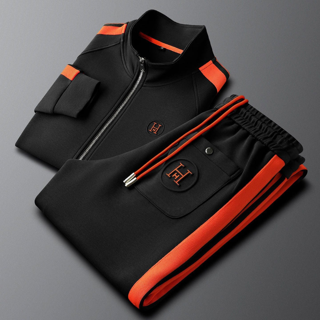 Complete men's comfort tracksuit featuring a stylish jacket & matching pants. Ideal for active & casual wear.