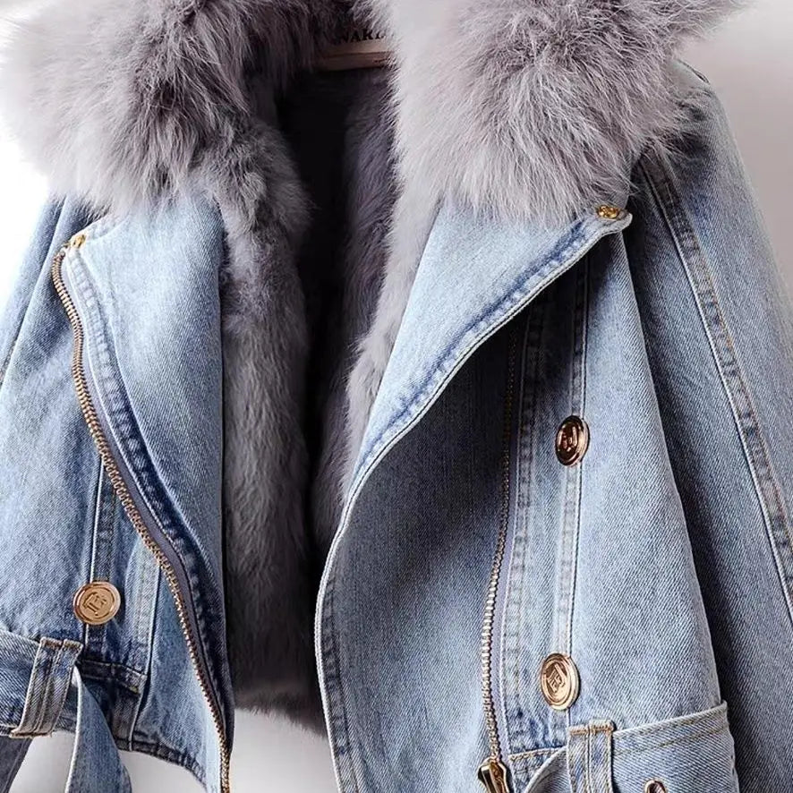 Women's bold fashion outerwear jacket, perfect for layering. Features a stylish design and cozy interior trim.