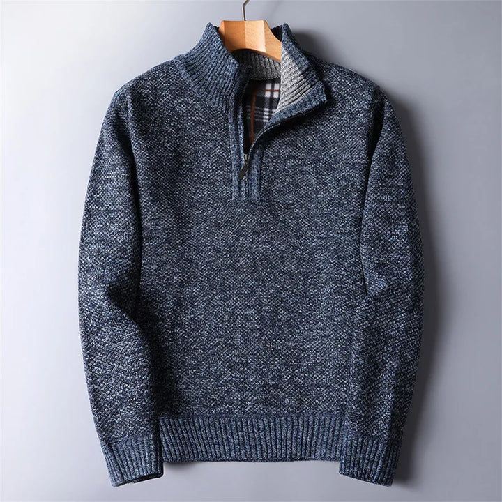 Men's quarter-zip turtleneck sweater for sophisticated style & comfort, ideal for winter fashion.