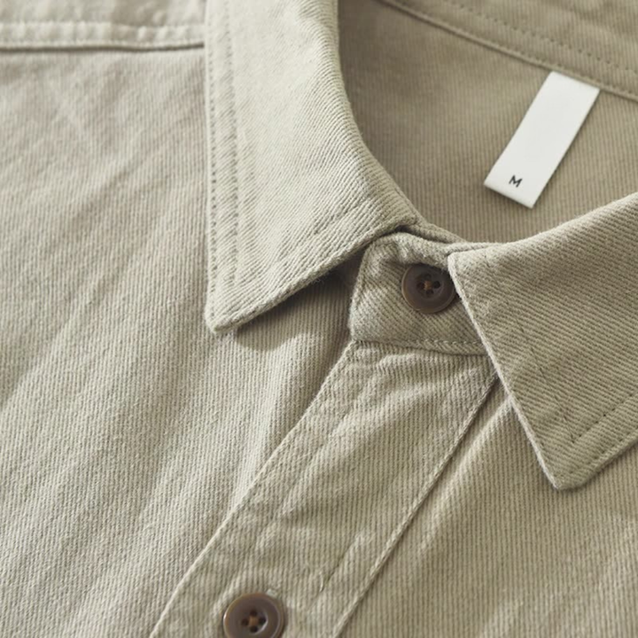 Sorrento overshirt for men, available in light khaki, black, olive, and dark brown, offering rugged comfort.