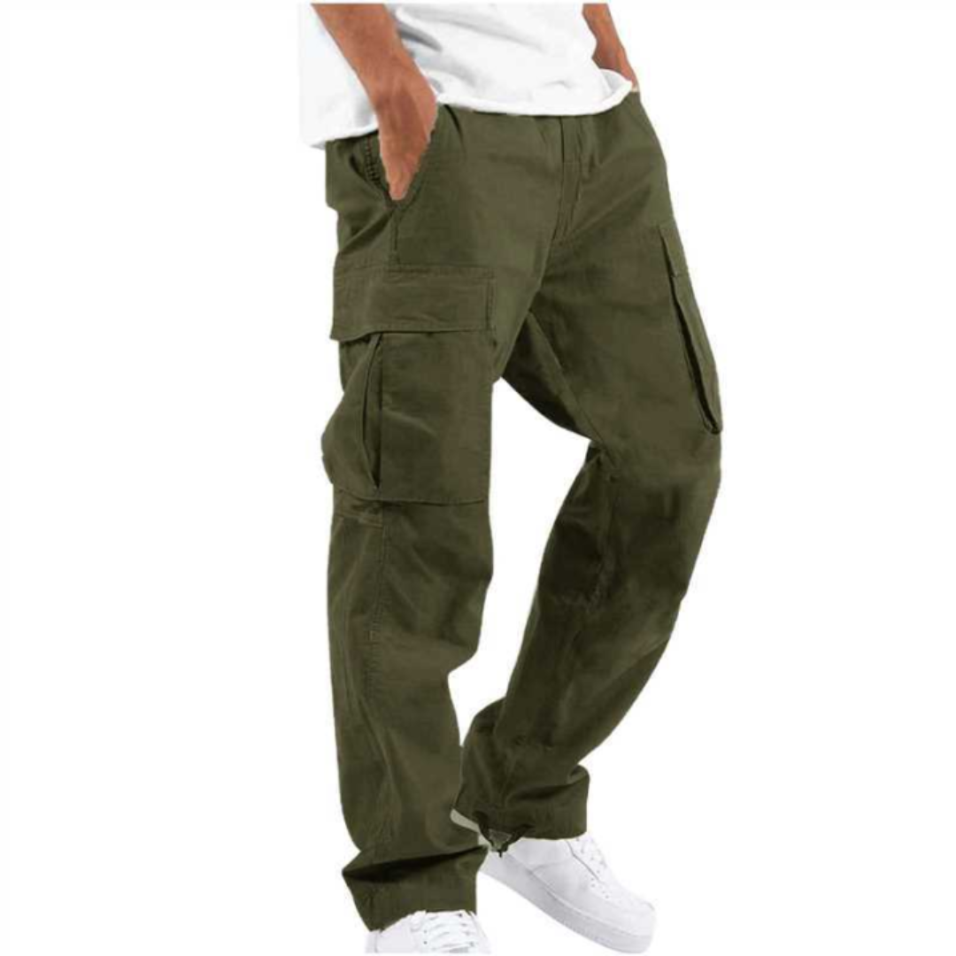 Comfortable men's wide leg cargo pants, relaxed fit for ultimate comfort in casual everyday wear.