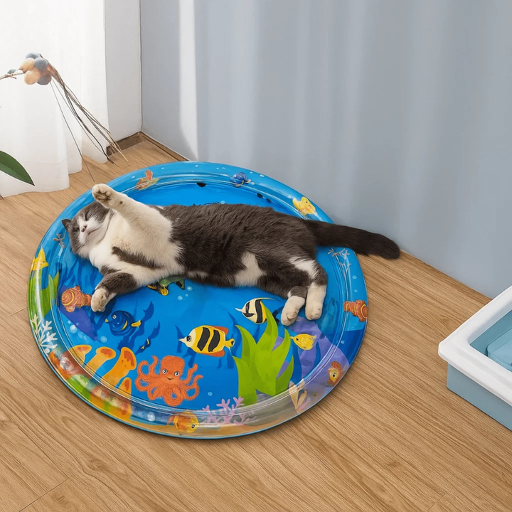 Cat's Cooling Interactive Play Mat provides summer comfort & fun for feline pets, ideal for indoor or outdoor use.