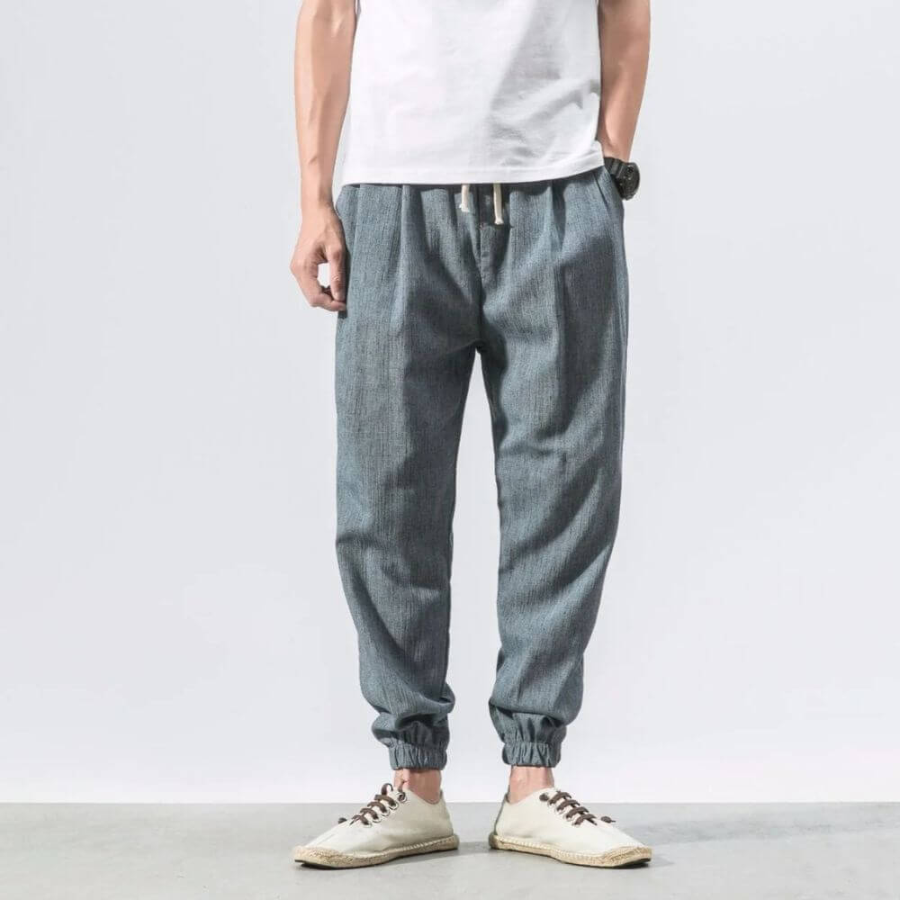 Casual men's joggers with a drawstring, perfect for summer comfort.