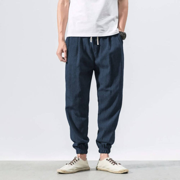 Men's comfortable summer joggers, relaxed fit with functional drawstring.