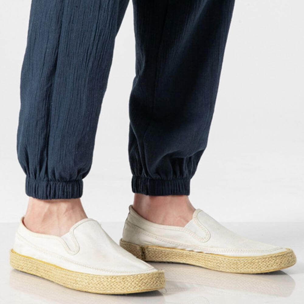 Comfortable men's summer joggers with adjustable drawstring waist.