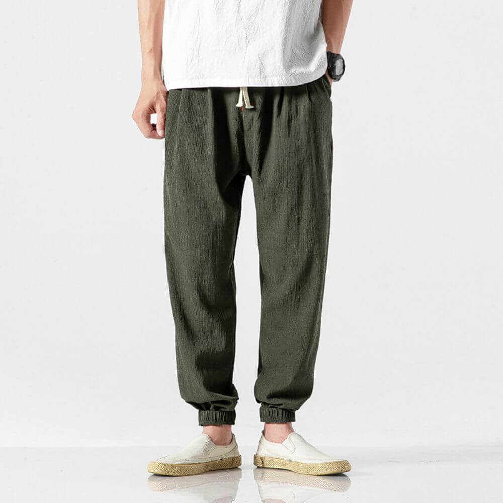 Men's breathable relaxed fit pants, perfect for warm summer days.