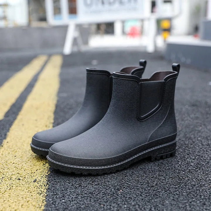 Women's waterproof Chelsea platform ankle boots for rainy weather & style.