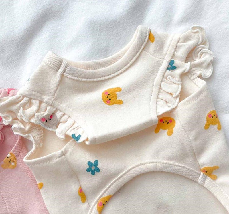 Pet vest for small dogs and cats, velvet material with a sweet rabbit design, sleeveless.