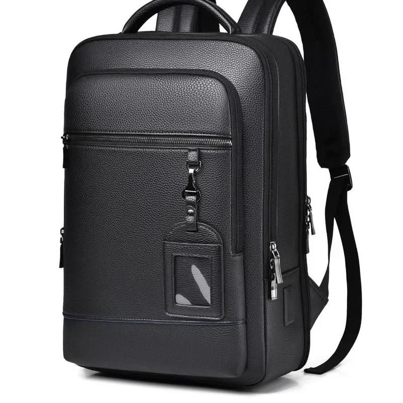 Minimalist design smart USB backpack, a durable PU leather bag for seamless daily commutes.