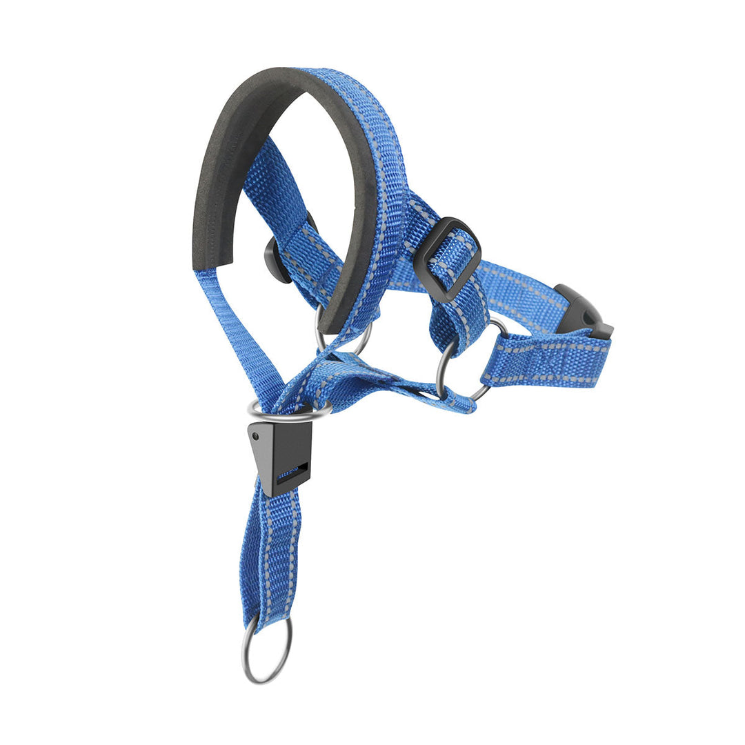 Anti-bark dog muzzle, adjustable and reflective, ensuring pet safety and comfortable training.