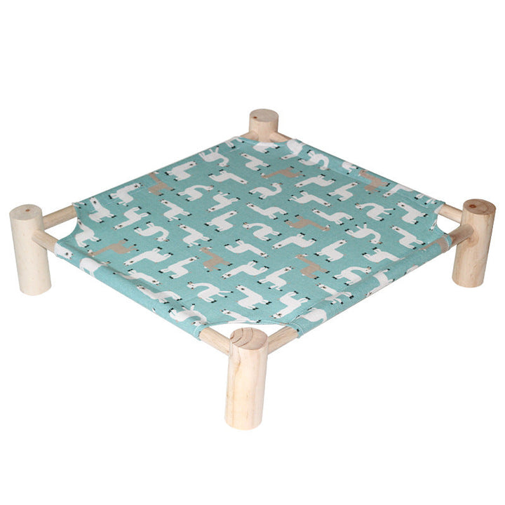 Elevated cat bed, breathable material for air flow, ensures cooling comfort for pets