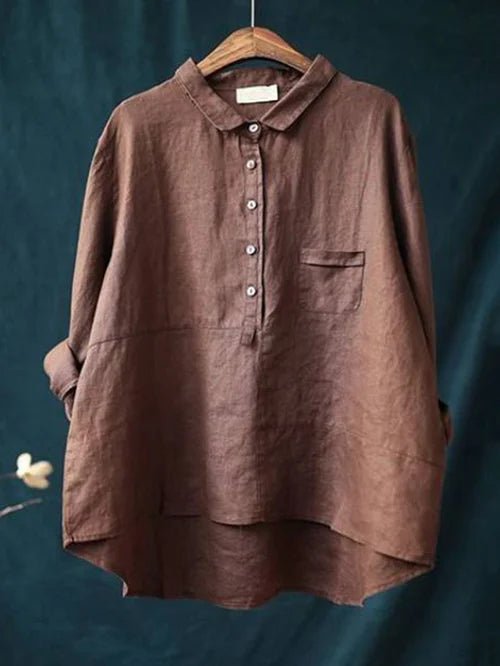 Soft women's oversized long sleeve button-down shirt. Stylish & comfortable casual blouse for women.
