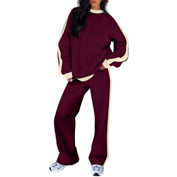 Stylish women's wide-leg casual outfit, a two-piece lounge set designed for comfort and elegance.