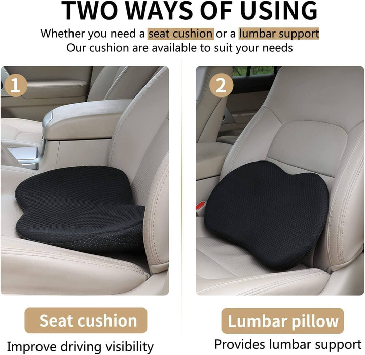 Breathable memory foam car booster seat for cool, comfortable driving & posture.