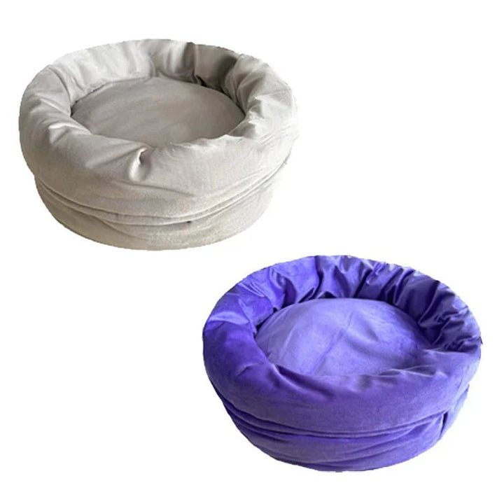Cat Egg Tart Plush Bed, a soft comfortable pet donut bed with unique design for cats.