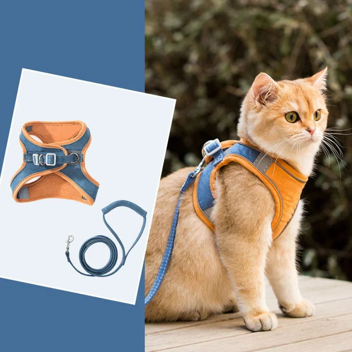 Breathable mesh cat harness, reflective for night time safety, comfortable fit