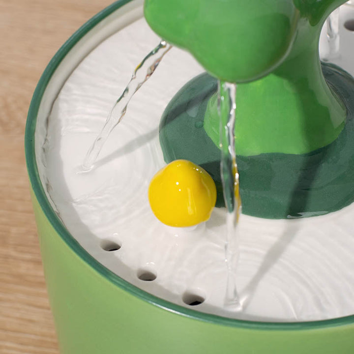 Double filtered ceramic pet water bowl, providing a constant source of fresh, clean water for pets.