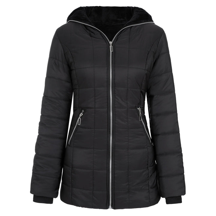 Modern women's padded Mila coat, designed for chic winter and fall style. Warm long-sleeve outerwear fashion.