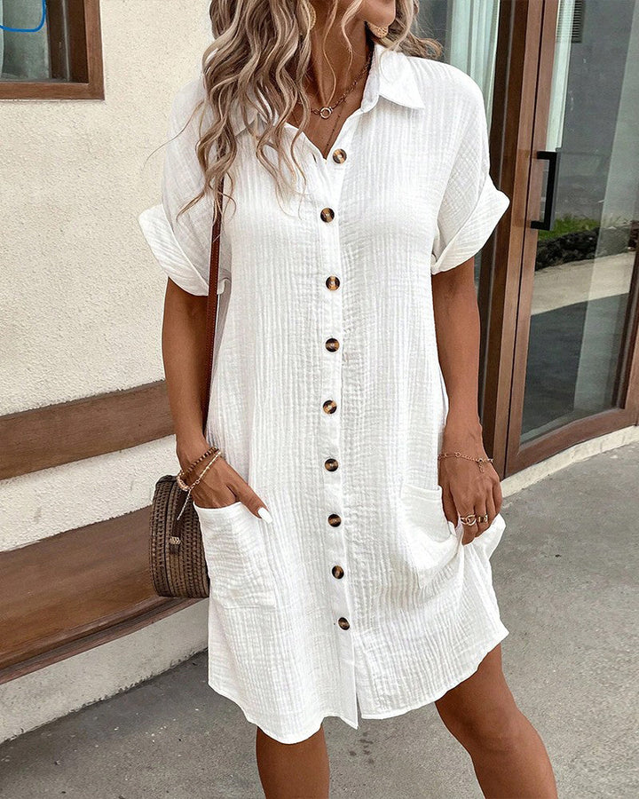 Chic women's polo mini dress, short sleeve, relaxed fit, perfect for casual summer days.