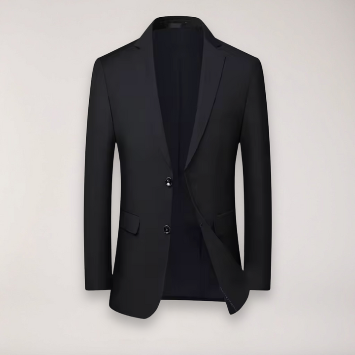 Modern men's three-piece wedding suit. Elegant tailored formal wear for special occasions.