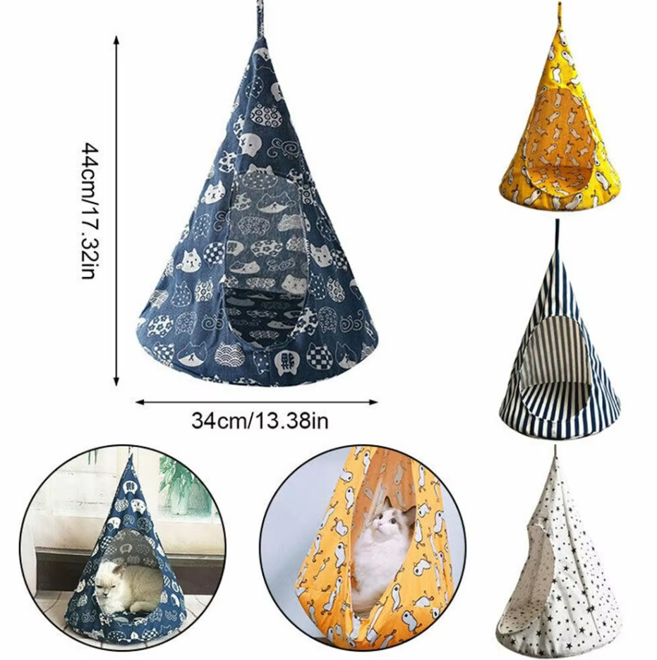 Tent-style cat bed, providing a warm and private retreat for your beloved pet.