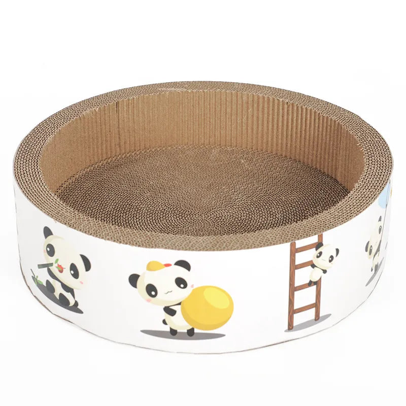 Adorable round cat mat, excellent for cat claw care and as a protective furniture accessory.
