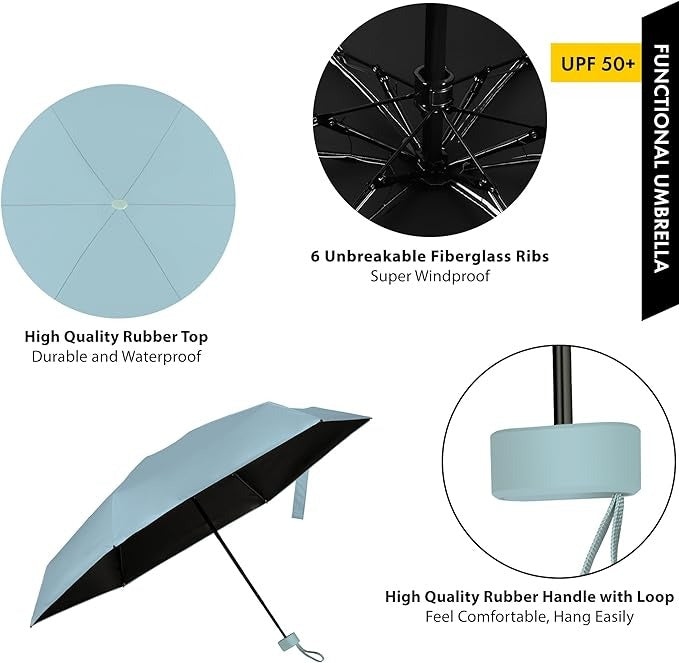 UV protection travel umbrella, unisex design, a must-have for sunny & rainy days.