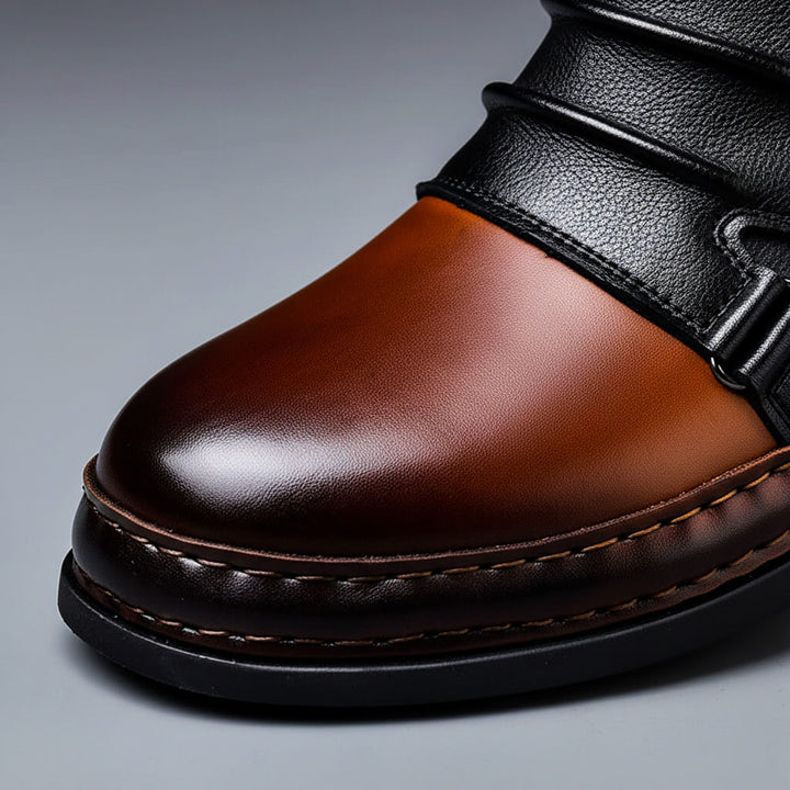 Men's vintage style leather boots. Durable, comfortable, & slip-resistant for everyday casual wear.