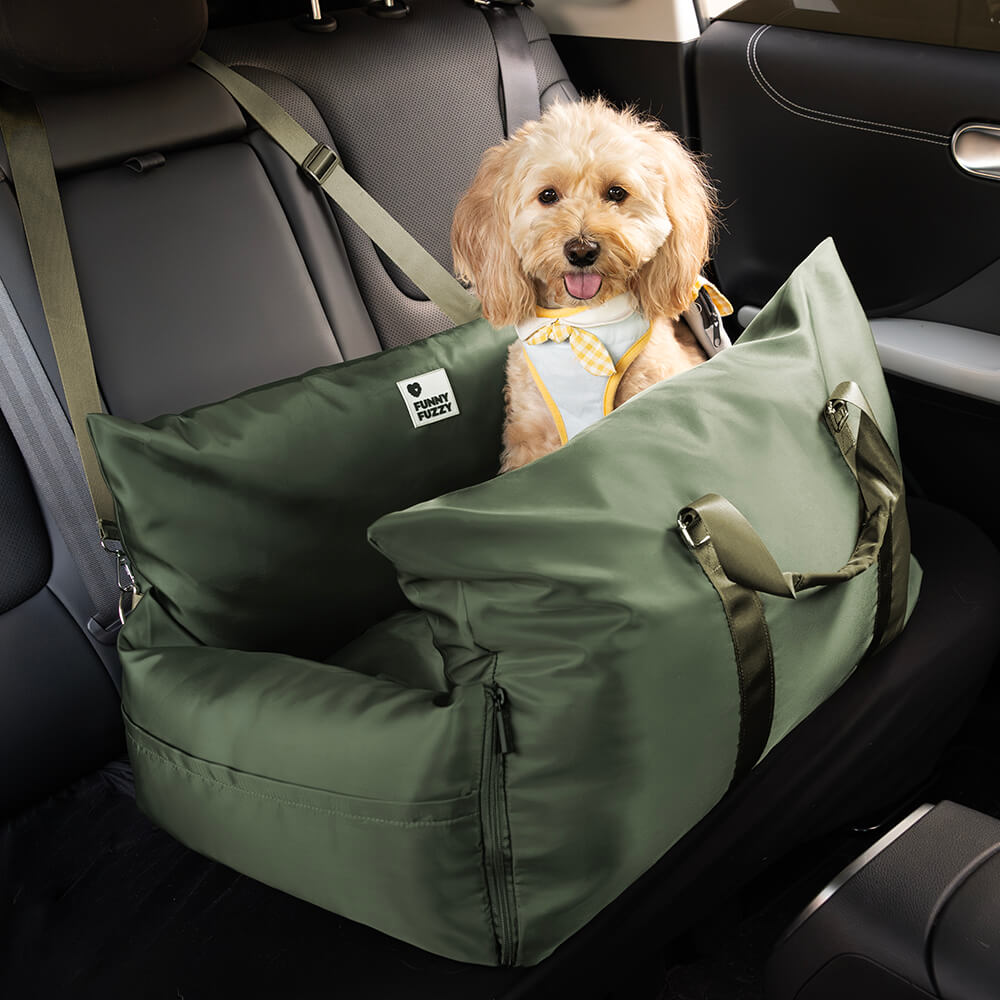 Small dog travel booster seat, high-sided walls for extra security.
