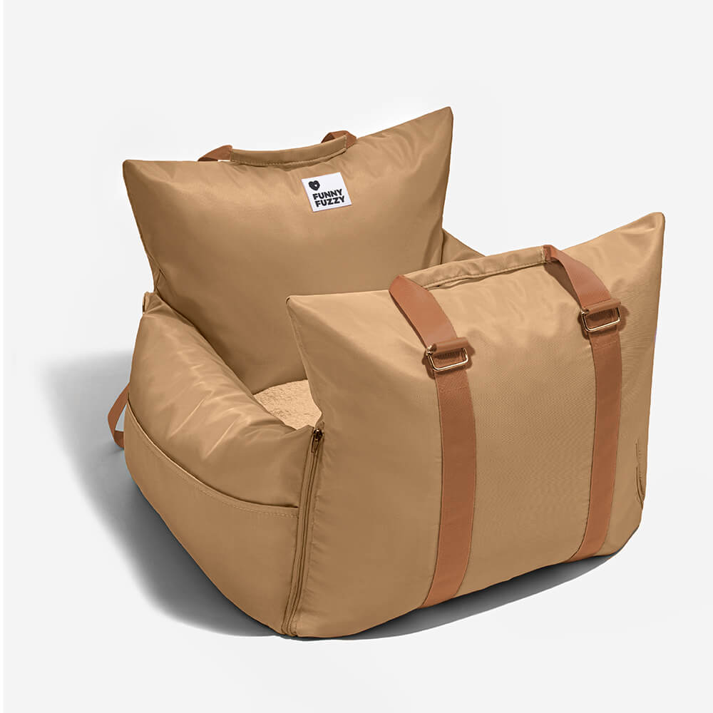 Comfort pet booster, adjustable straps fit securely to any car seat.