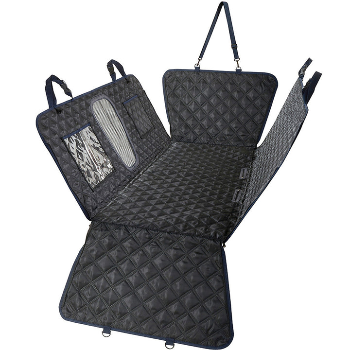 Dog car seat cover, scratch-proof, dirt resistant, black, a must-have pet accessory.